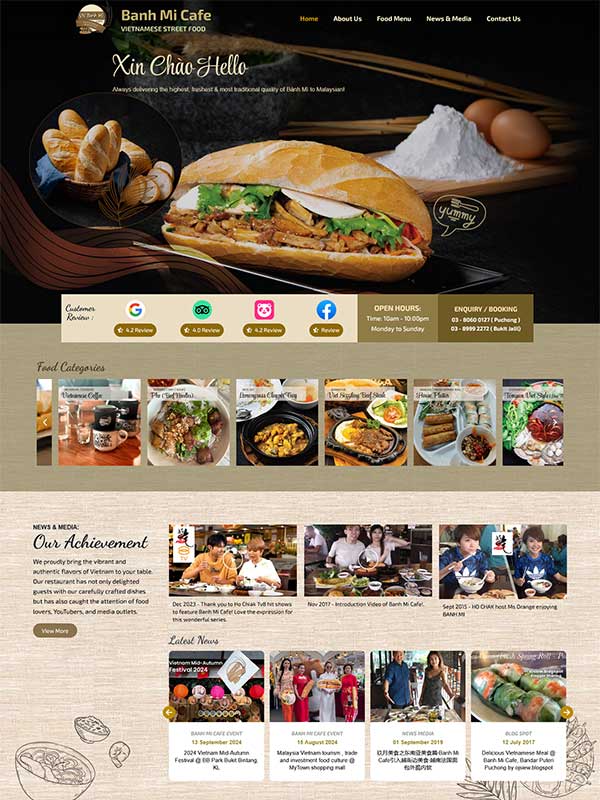 New Website layout for Banh Mi Cafe