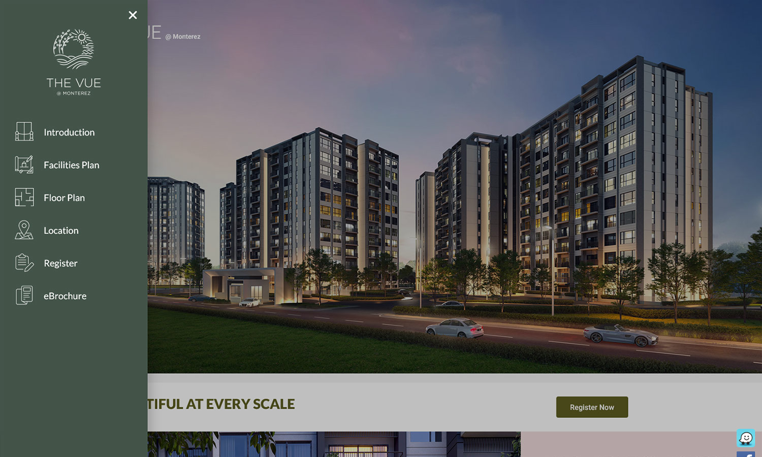 Desktop View - The Vue - menu