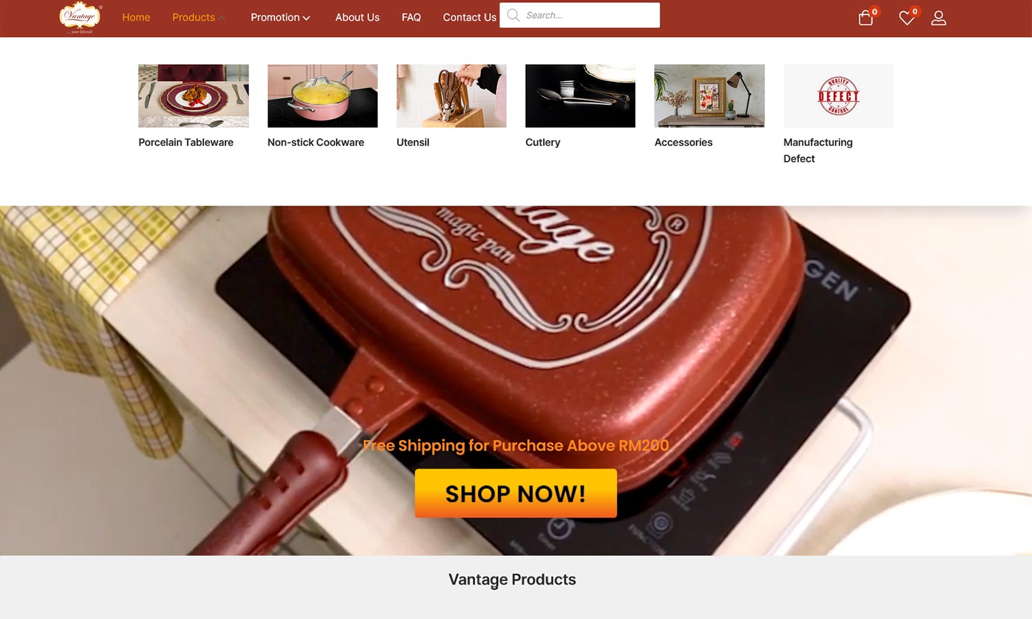 Desktop View Vantage - Homepage