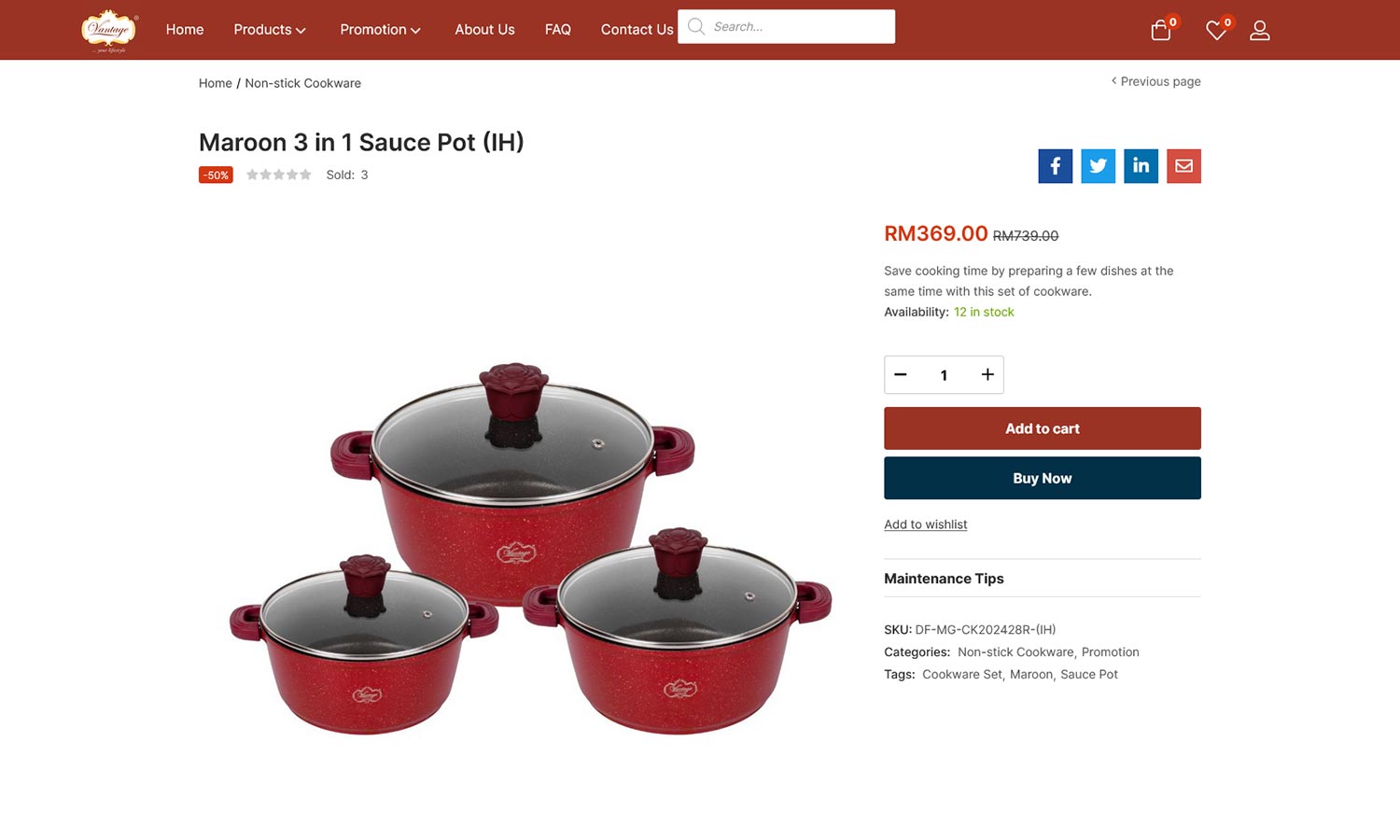 Desktop View Vantage - Single Product detail page