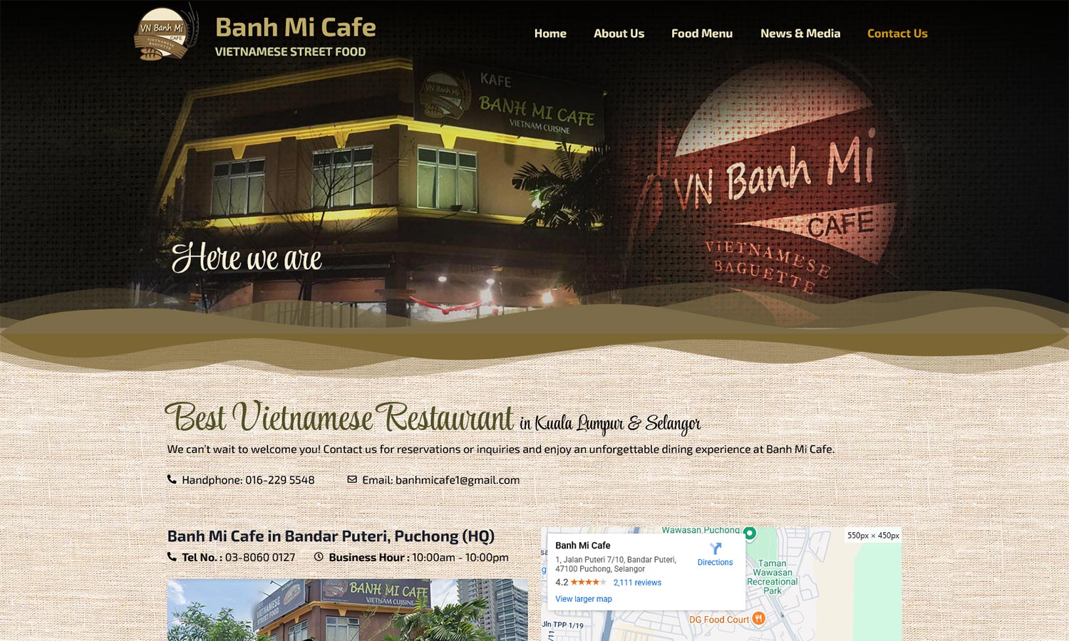 Desktop View - Banh Mi Cafe - Location
