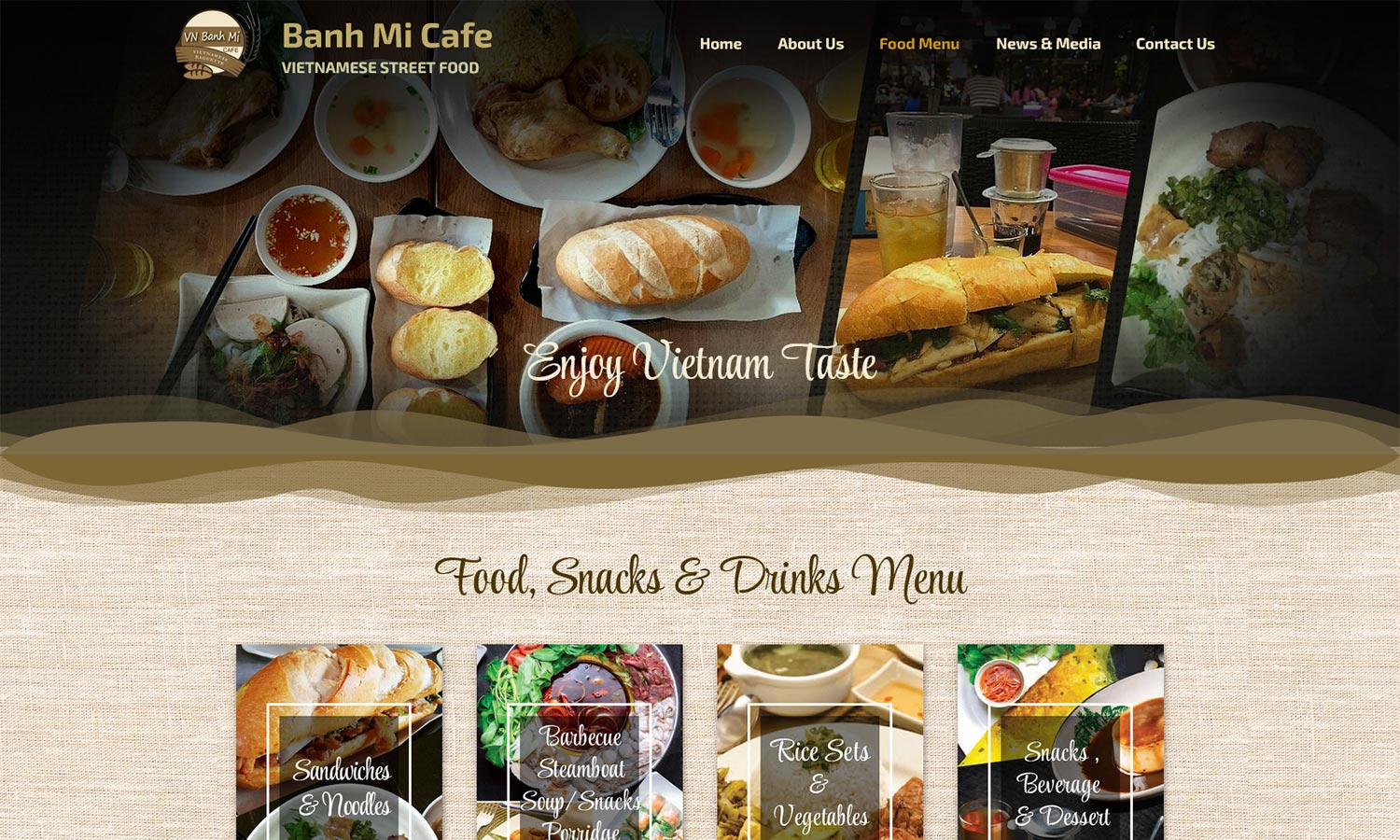 Desktop View - Banh Mi Cafe - Food Menu
