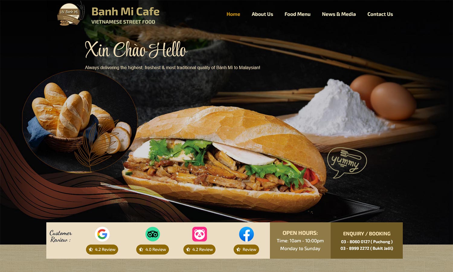 Desktop View - Banh Mi Cafe - Home page