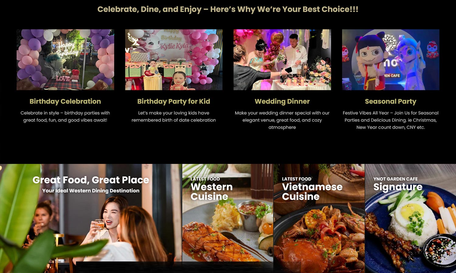 Desktop View - Ynot Garden Cafe - Facilities