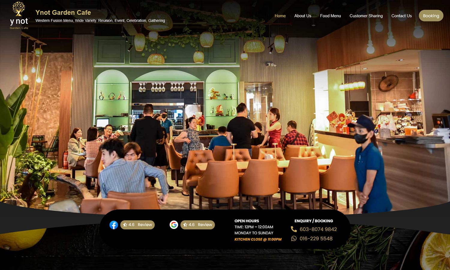 Desktop View - Ynot Garden Cafe - Home page