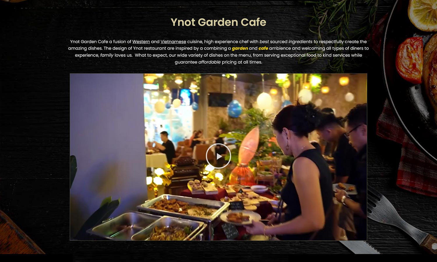 Desktop View - Ynot Garden Cafe - Introduction