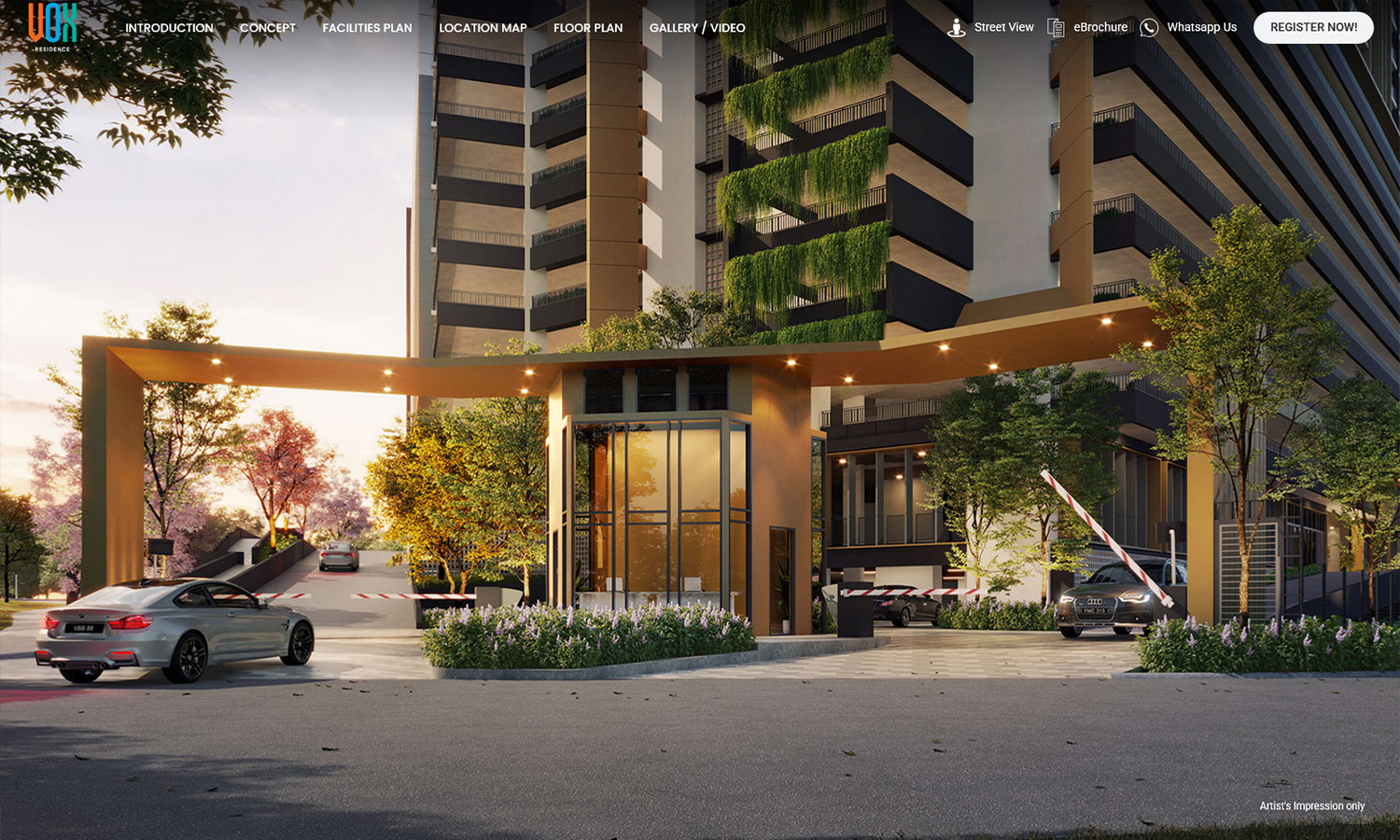 Desktop View Vox Residence - home page