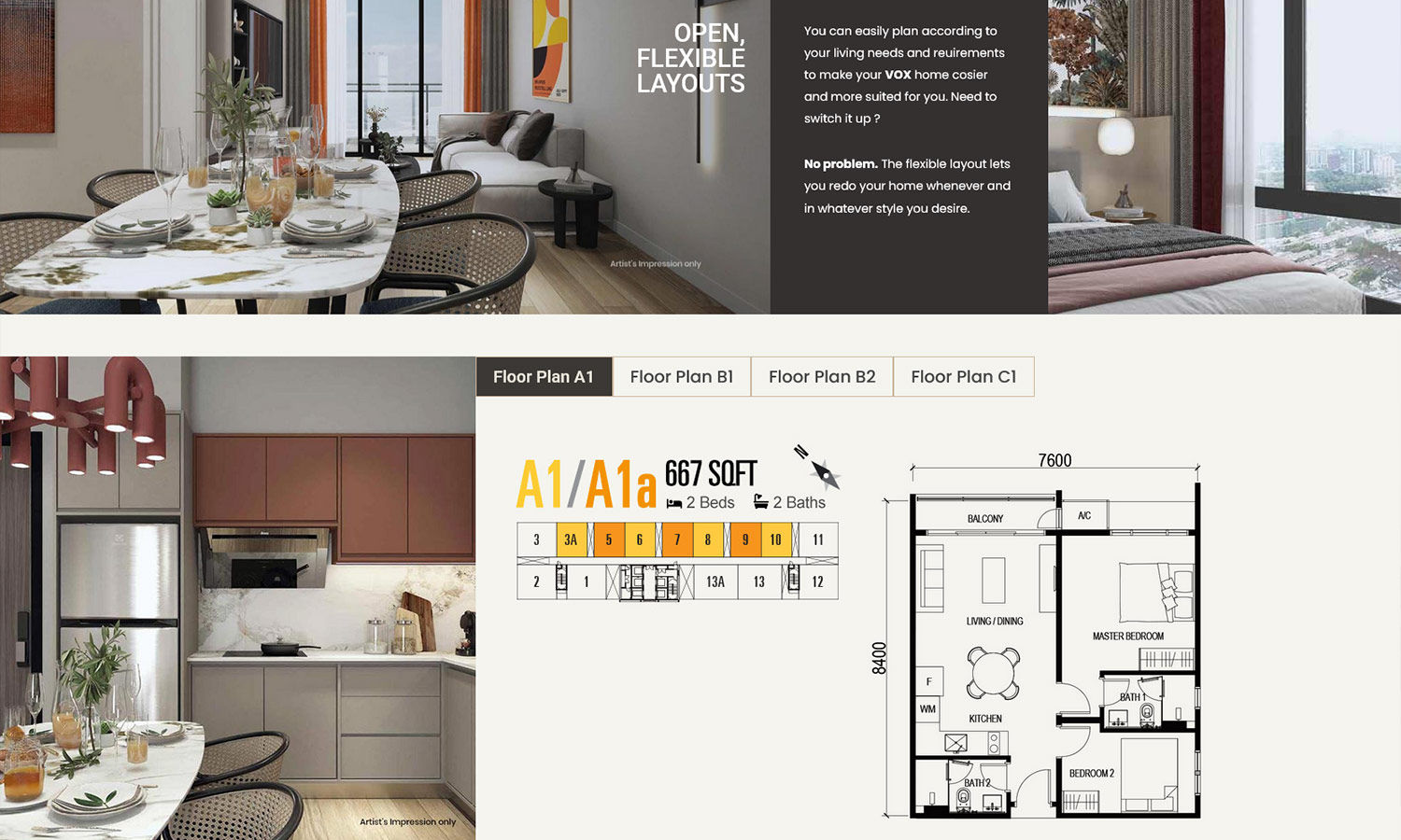 Desktop View Vox Residence - Unit Floorplan