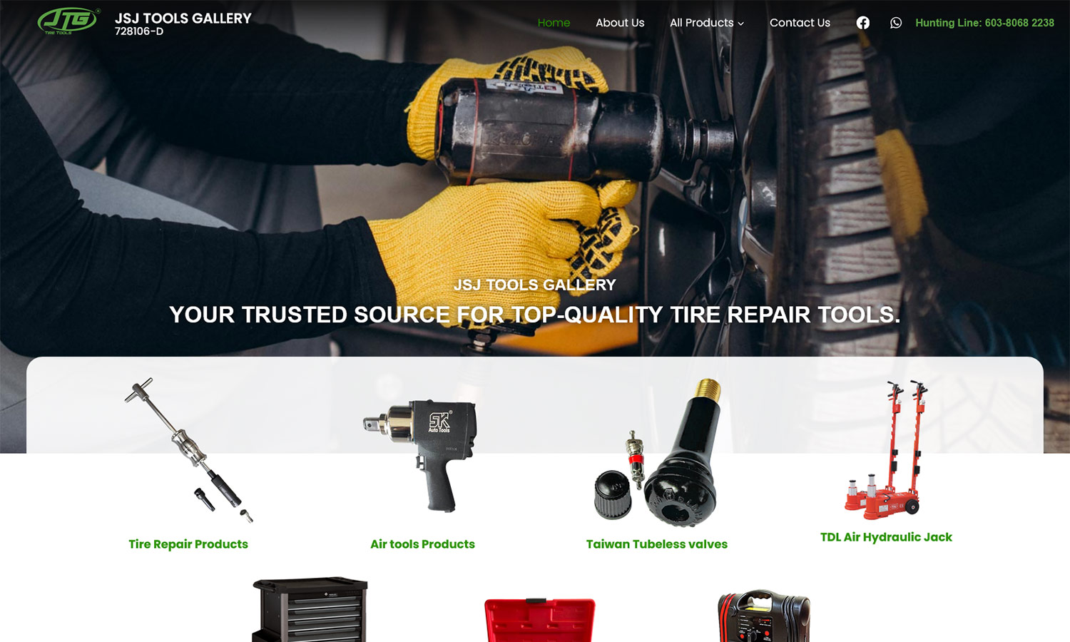 Desktop view - jsj tools gallery - homepage