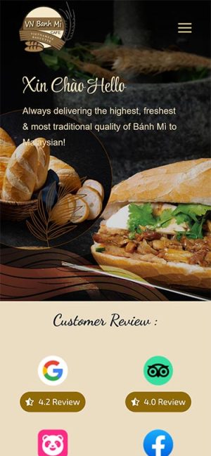 Mobile View – Banh Mi Cafe – Home Page Mobile View - Banh Mi Cafe - Home Page