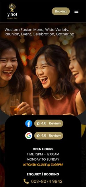 Mobile View – Ynot Garden Cafe – Home Page Mobile View - Ynot Garden Cafe - Home Page